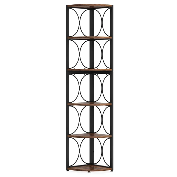 Tribesigns 67 inch  Corner Shelf, 6 Tier Rustic Bookshelf