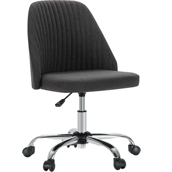 Armless Fabric Swivel Vanity & Office Desk Chair