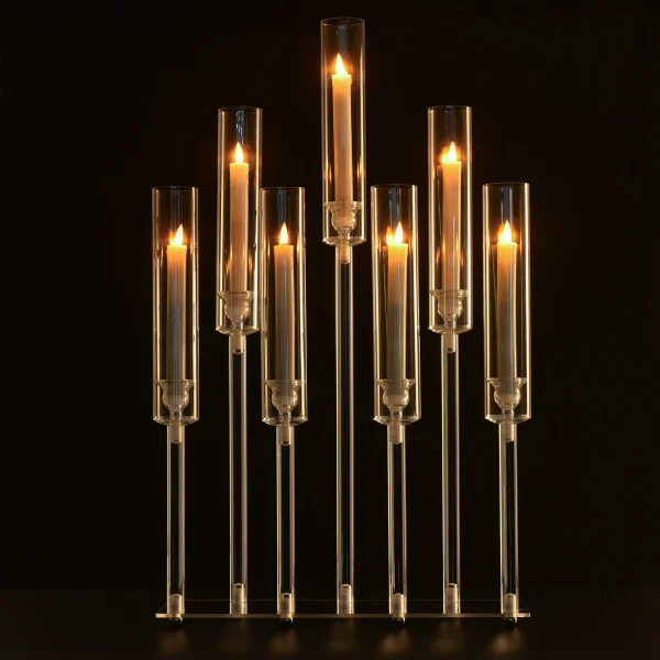 4pcs 7-Arm Acrylic Candlestick Clear Candelabra